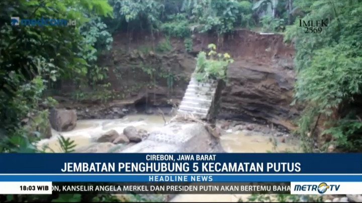 Jembatan Penghubung Lima Kecamatan di Cirebon Terputus
