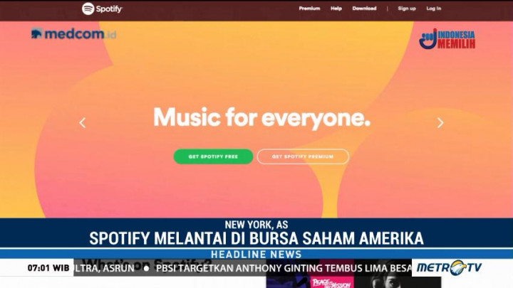 Spotify Melantai di Bursa Saham AS