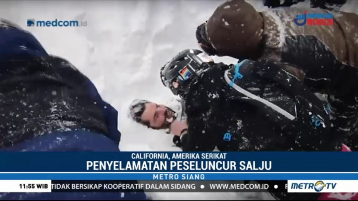Momen Dramatis Penyelamatan Peseluncur yang Terkubur Salju