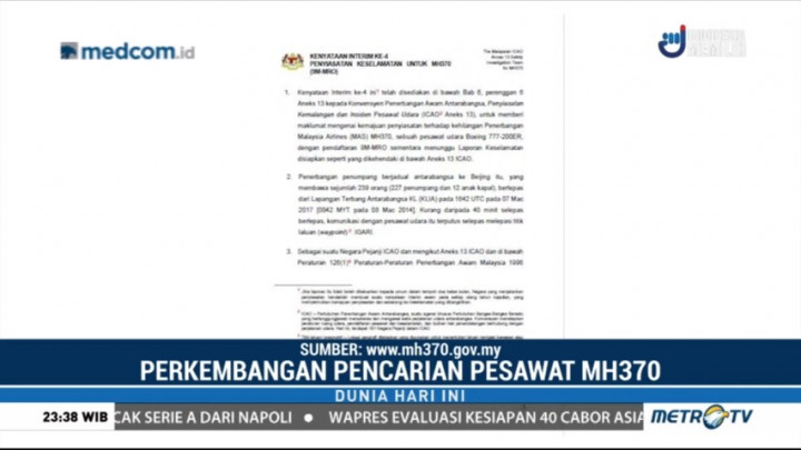 Malaysia Terbitkan Pernyataan Sementara Soal Pencarian Pesawat MH370