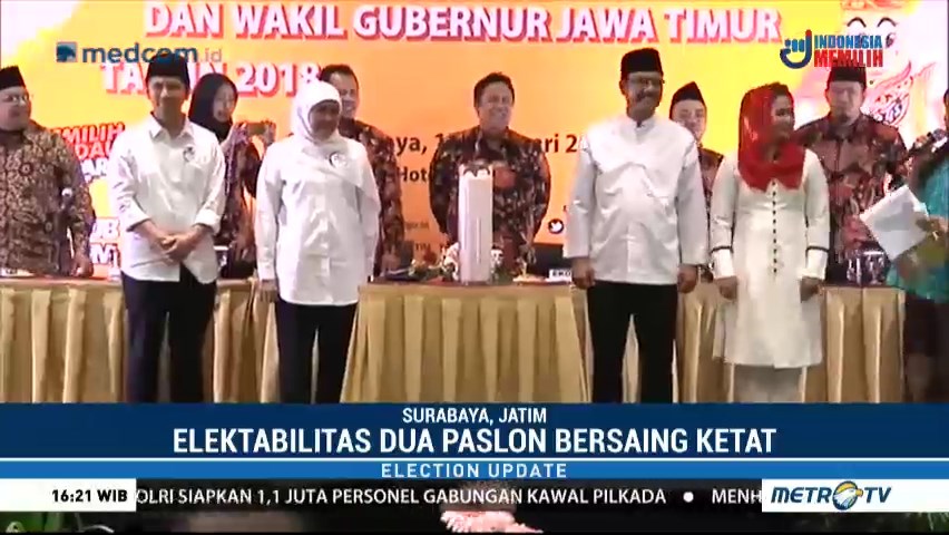 Elektabilitas Dua Paslon Pilgub Jatim Bersaing Ketat