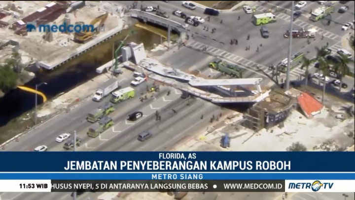 Jembatan Penyeberangan Kampus di Florida Roboh