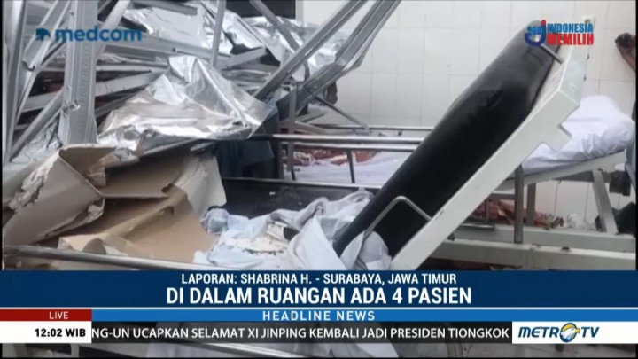 Atap Ruang Inap RSAL Surabaya Roboh