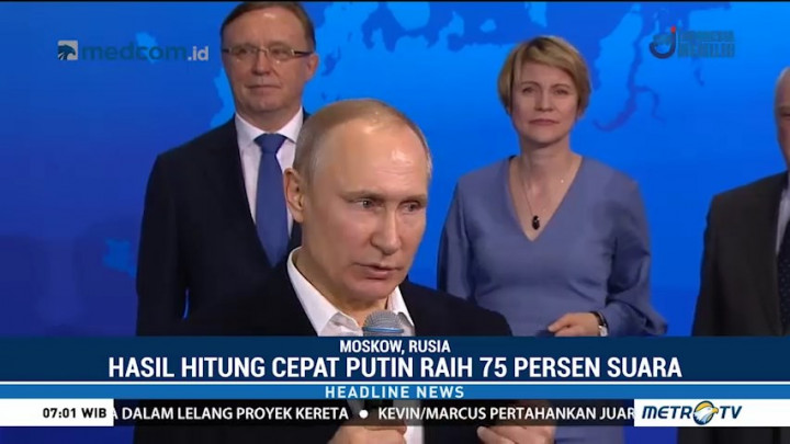 Putin Unggul Telak di Hitung Cepat Pilpres Rusia