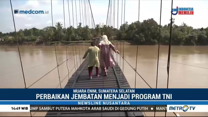 Jembatan Gantung di Muara Enim Selesai Diperbaiki