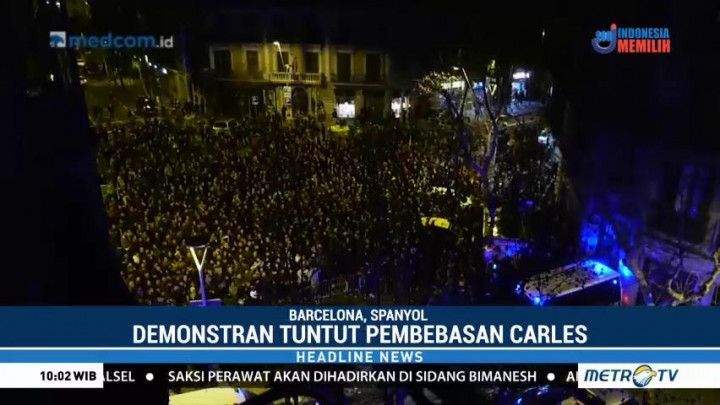 Demonstran di Barcelona Tuntut Puigdemont Dibebaskan