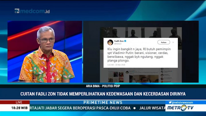 Aria Bima: Cuitan Fadli Zon Tidak Menunjukan Kedewasaan & Kecerdasan