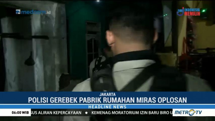 Polisi Gerebek Pabrik Miras Oplosan di Duren Sawit