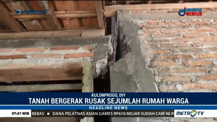 Sejumlah Rumah Rusak Akibat Tanah Bergerak di Kulon Progo