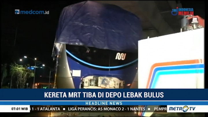 Tiga Gerbong MRT Tiba di Depo Lebak Bulus