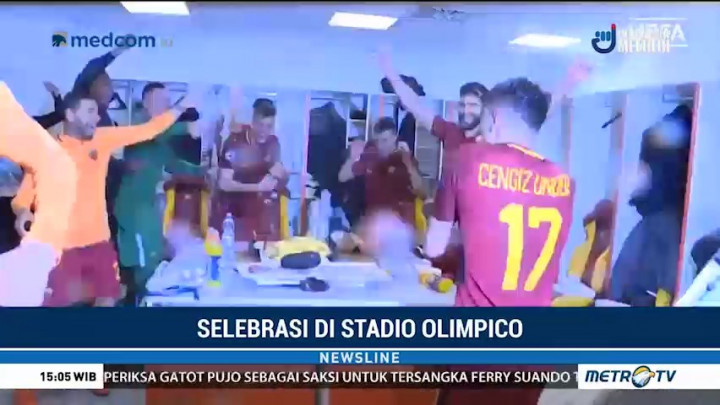 Kemeriahan Selebrasi di Ruang Ganti AS Roma