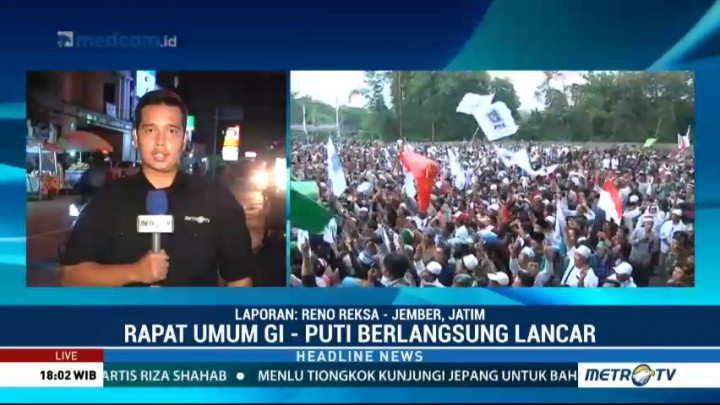 Meski Diguyur Hujan Rapat Umum Gus Ipul-Puti Berjalan Lancar