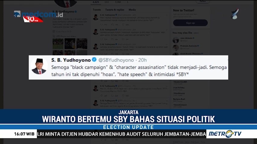 Jelang Pilpres 2019, SBY Beri Wejangan Politik Via Twitter