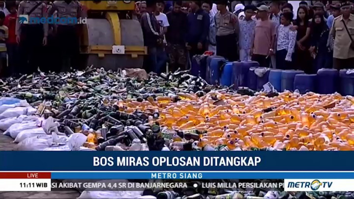 31 Ribu Botol Miras di Cicalengka Dimusnahkan