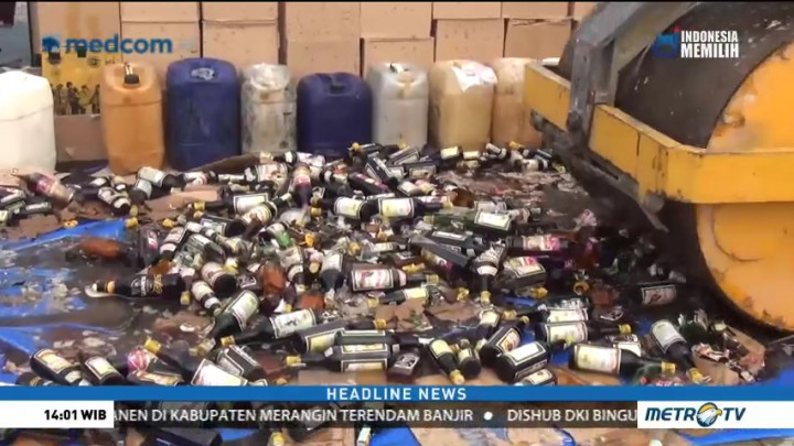 Polres Lampung Selatan Musnahkan Ribuan Botol Miras