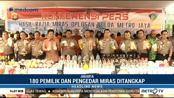 Polda Metro Jaya Sita 39 Ribu Botol Miras Sepanjang April
