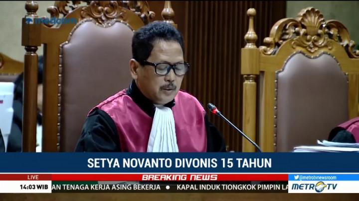 Setya Novanto Divonis 15 Tahun Penjara
