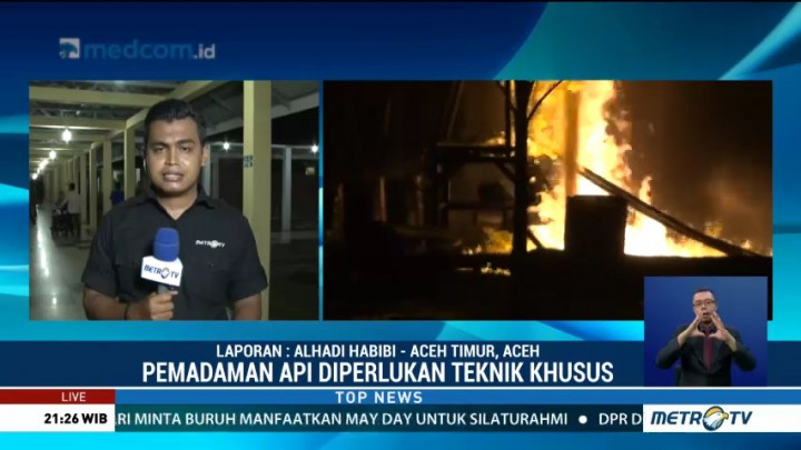 Api di Sumur Minyak Aceh Timur Belum Padam
