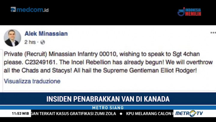  Pelaku Penabrakan Van di Kanada Diduga Pembenci Perempuan