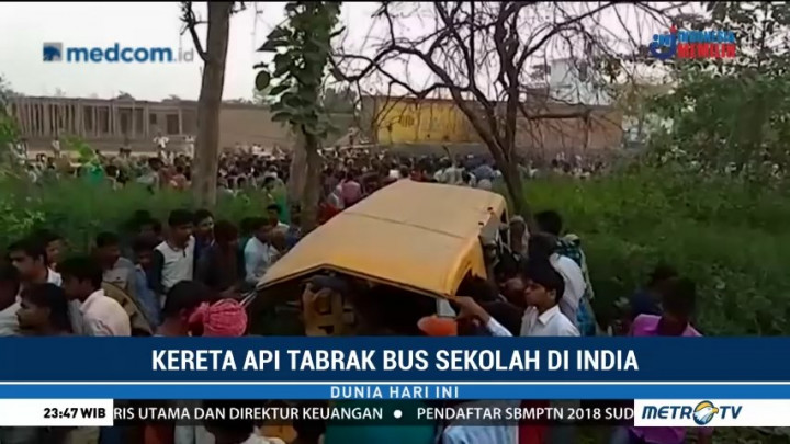 Kereta Api Tabrak Bus Sekolah di India, 13 Tewas