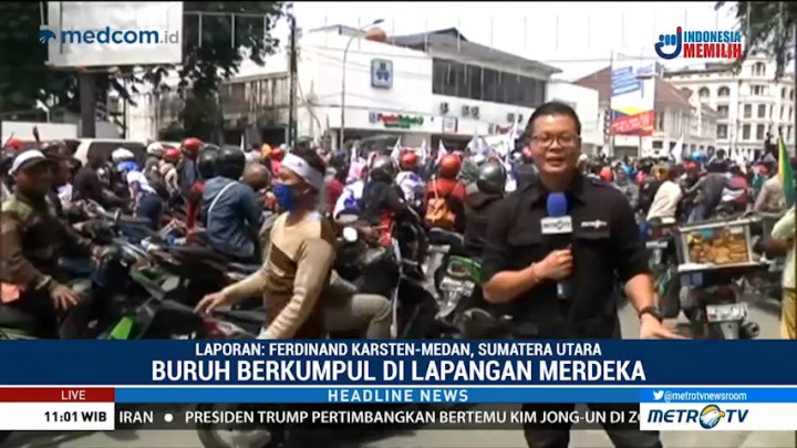 Ribuan Buruh <i>Longmarch</i> Menuju Kantor Gubernur Sumut