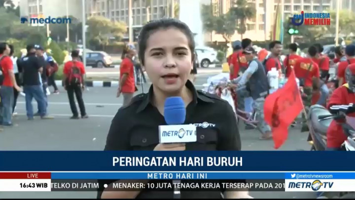 Kawasan Sekitar Istana Negara Masih Dipenuhi Massa Buruh