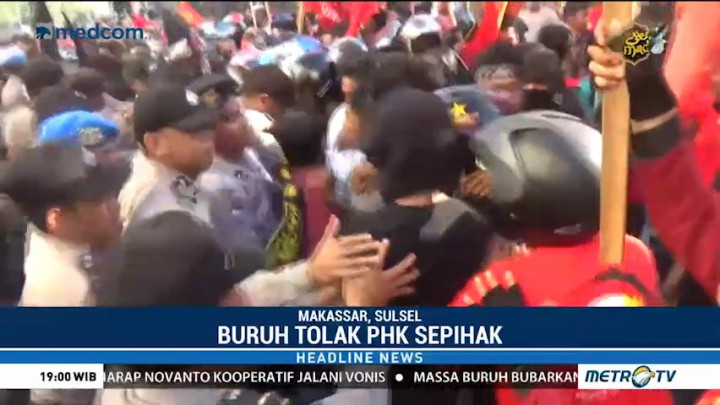 Unjuk Rasa Hari Buruh di Makassar Berujung Ricuh