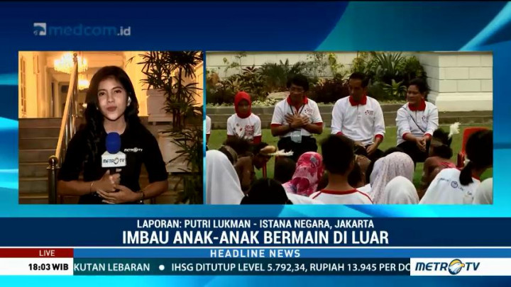 Jokowi Ajak Anak-Anak Bermain Permainan Tradisional di Istana