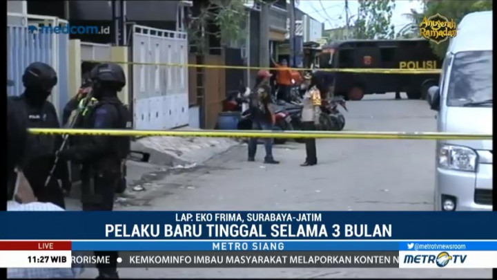 Polisi Geledah Rumah Pengebom Mapolrestabes Surabaya
