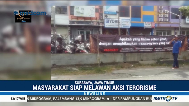 Spanduk Tolak Aksi Terorisme Bertebaran di Surabaya