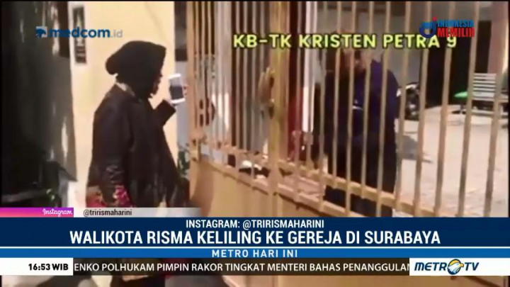 Risma Berkeliling ke Gereja-Gereja di Surabaya