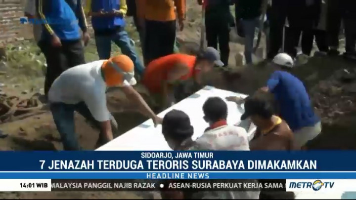 Tujuh Jenazah Terduga Teroris Dimakamkan di Makam Dinsos Sidoarjo