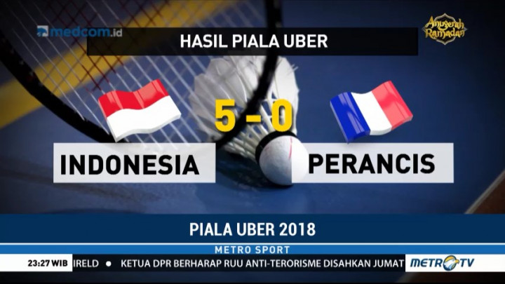 Indonesia Lolos ke Perempat Final Piala Uber 2018