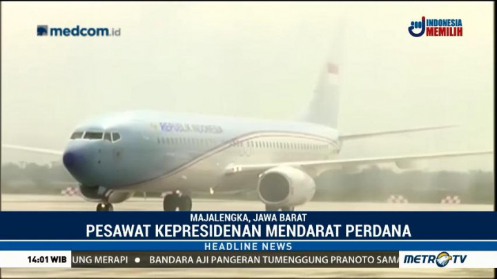 Pesawat Kepresidenan Lakukan Pendaratan Perdana di Bandara Kertajati