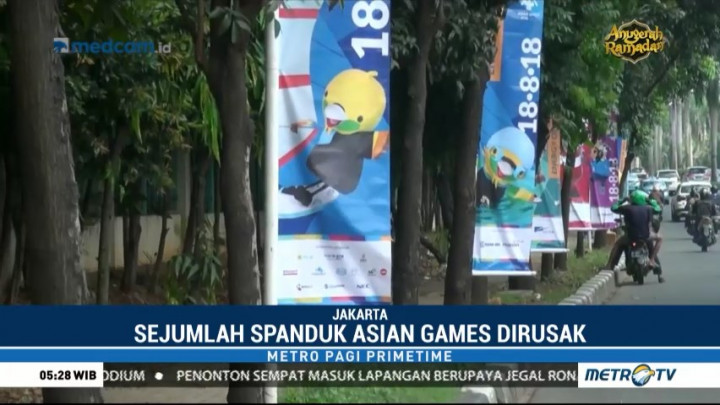 Polisi Buru Pelaku Vandalisme Atribut Asian Games