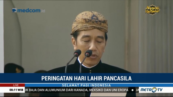 Pidato Jokowi di Upacara Peringatan Hari Lahir Pancasila