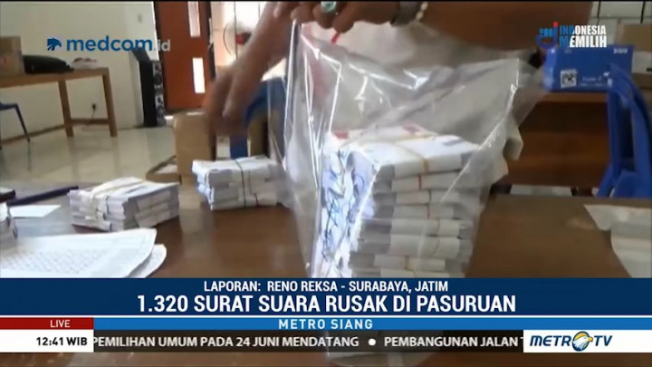 Ribuan Surat Suara Pilgub Jatim di Pasuruan Rusak