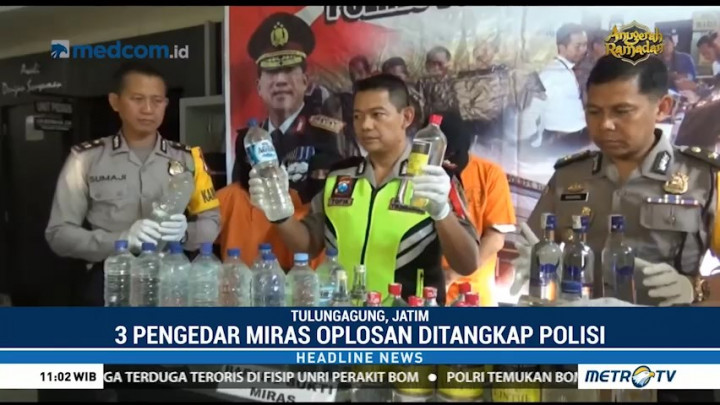 Tiga Pengedar Miras Oplosan di Tulungagung Ditangkap