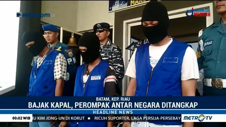 Tiga Perompak Kapal Antar Negara Ditangkap