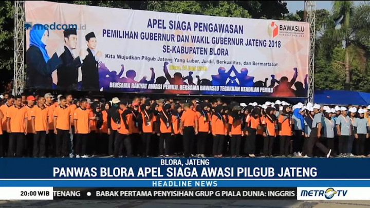 Ribuan Anggota Panwas Blora Ikuti Apel Siaga Pengawasan Pilgub Jateng