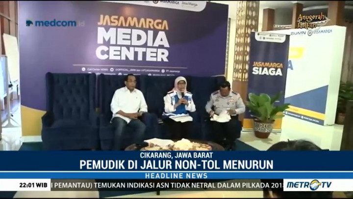 Pemudik di Jalur Non Tol Menurun