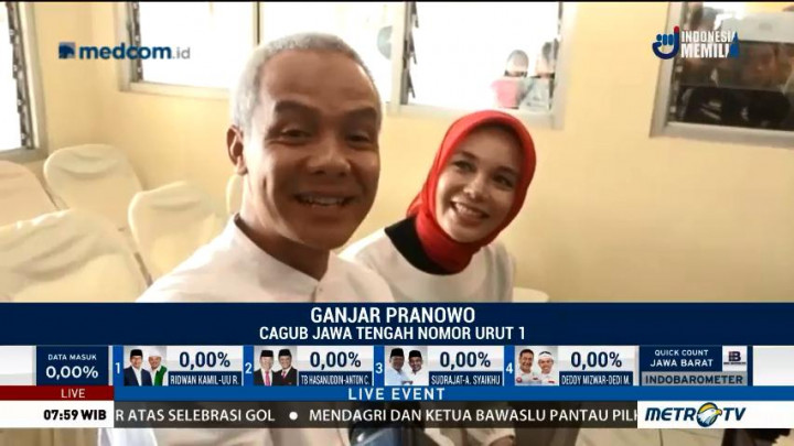 Ganjar Pranowo Gunakan Hak Pilih di Semarang