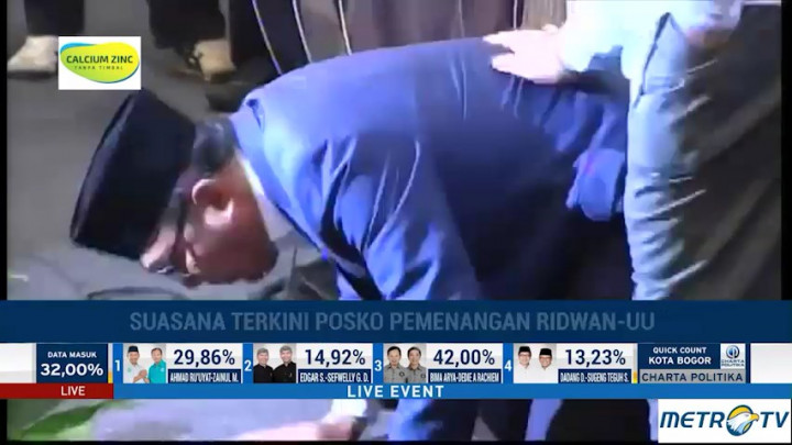 Ridwan Kamil Sujud Syukur di Hadapan Pendukungnya