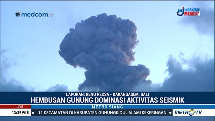 Gunung Agung Kembali Erupsi, Keluarkan Abu Setinggi 500 Meter