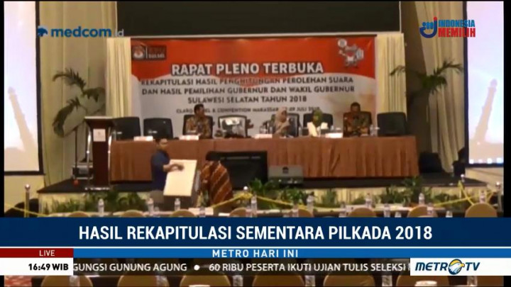 Rapat Pleno Rekapitulasi Pilgub Sulsel Molor 3 Jam