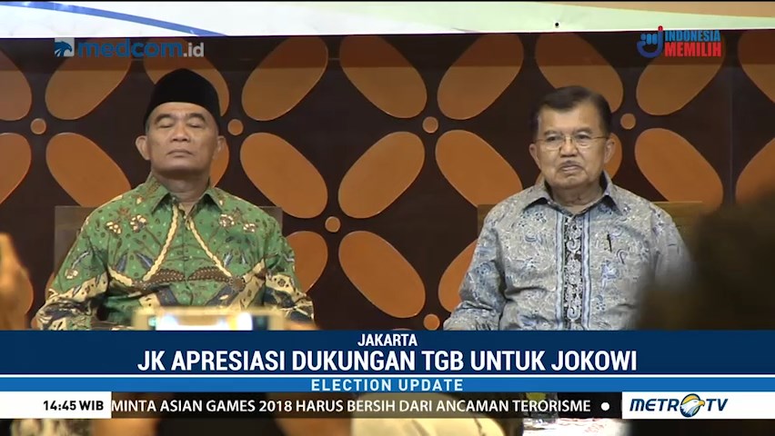 JK Apresiasi Dukungan TGB untuk Jokowi