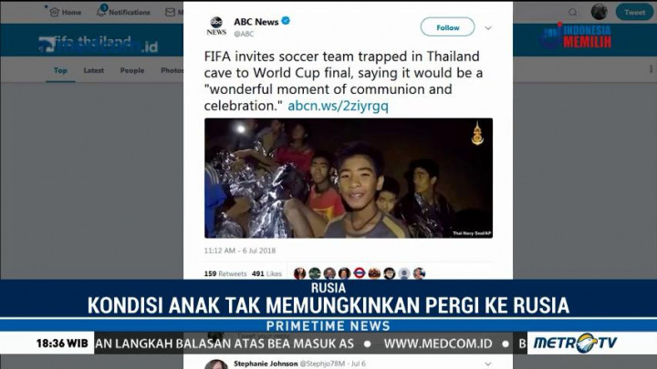 FIFA Undang 12 Anak Thailand Terjebak di Gua Nonton Final PD 2018