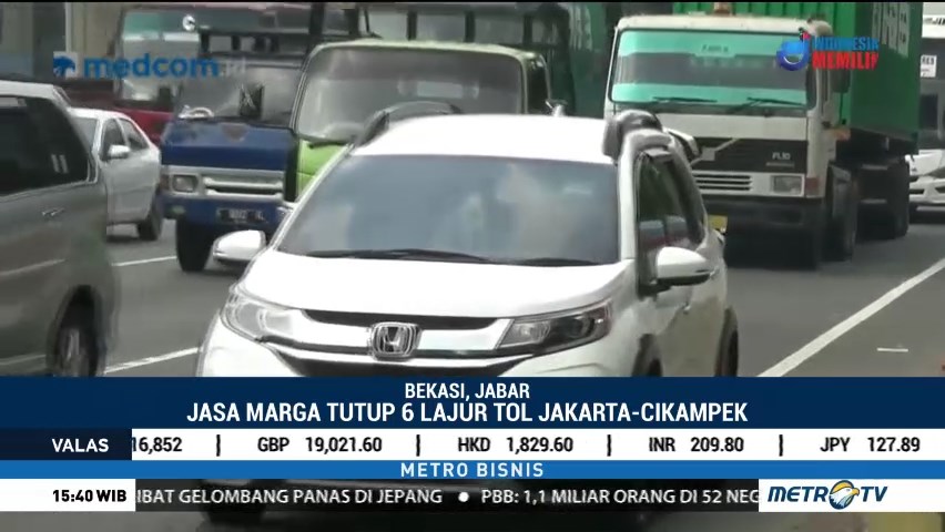 Jasa Marga Tutup 6 Lajur Tol Jakarta-Cikampek