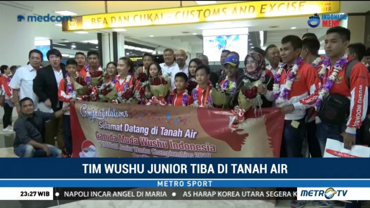 Tim Wushu Junior Indonesia Tiba di Tanah Air