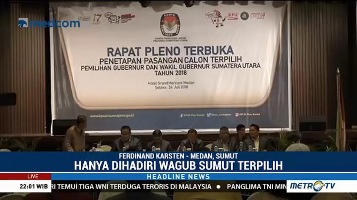 KPU Sumut Tetapkan Edy-Ijek Gubernur dan Wagub Terpilih Sumut 2018